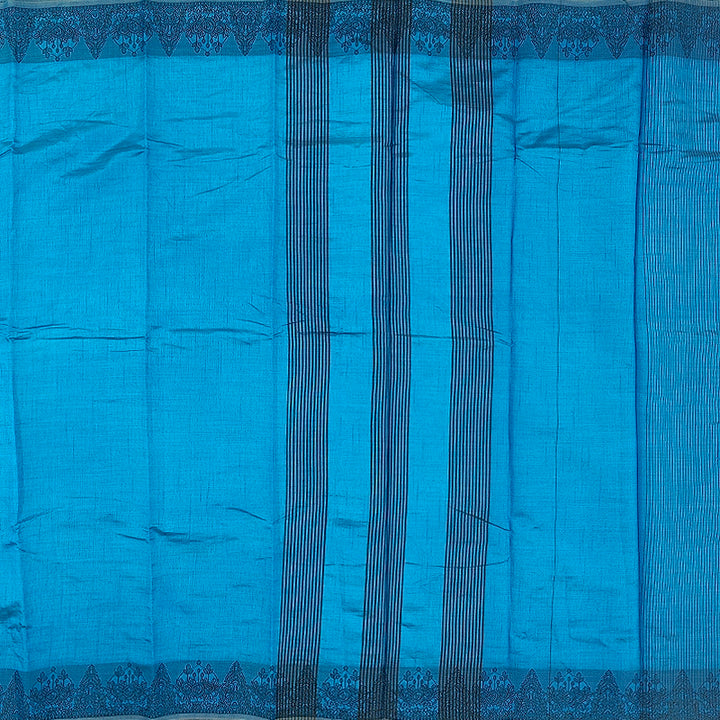 Hayagrivas Turquoise-Blue Fancy Cotton Saree SSCBF121H3-2
