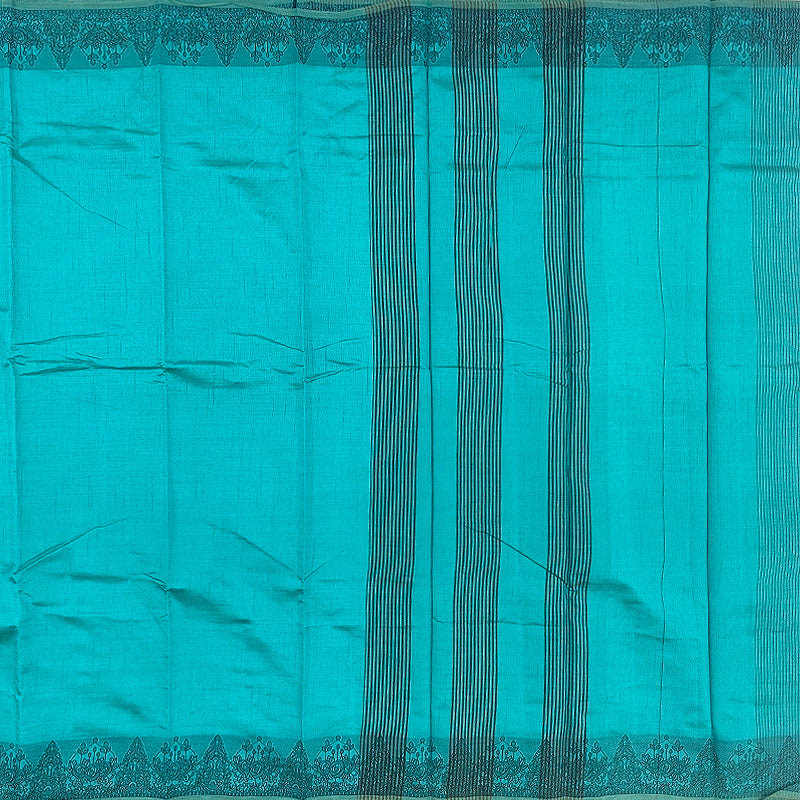 Hayagrivas Peacock Teal Fancy Cotton Saree SSCBF121H3-9