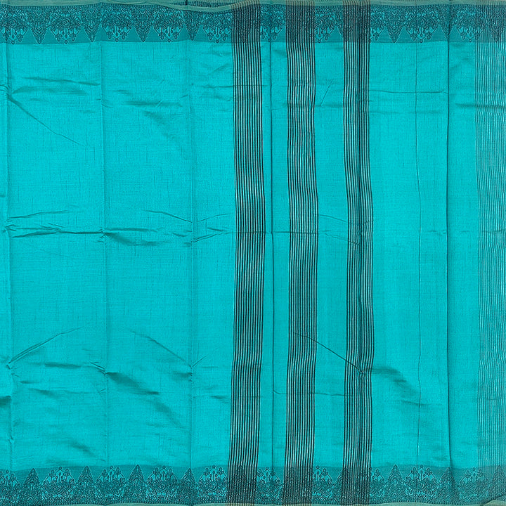 Hayagrivas Peacock Teal Fancy Cotton Saree SSCBF121H3-9