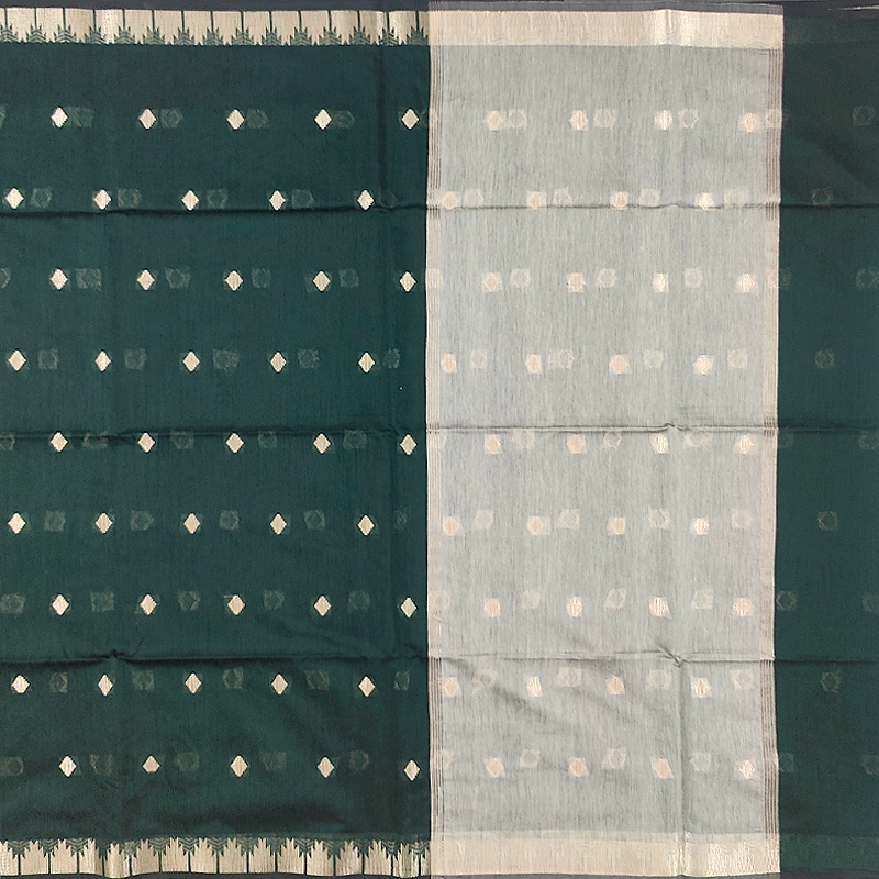 Hayagrivas Bottle Green Fancy Cotton Saree SSCBF121H4-1