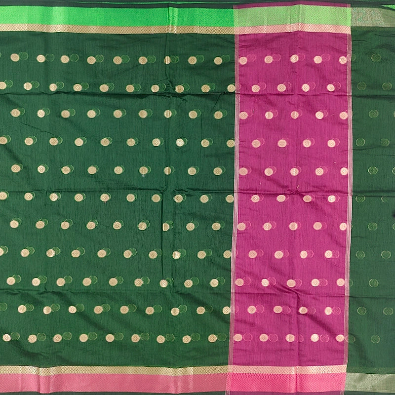 Hayagrivas Bottle Green Fancy Cotton Saree SSCBF121H4-11