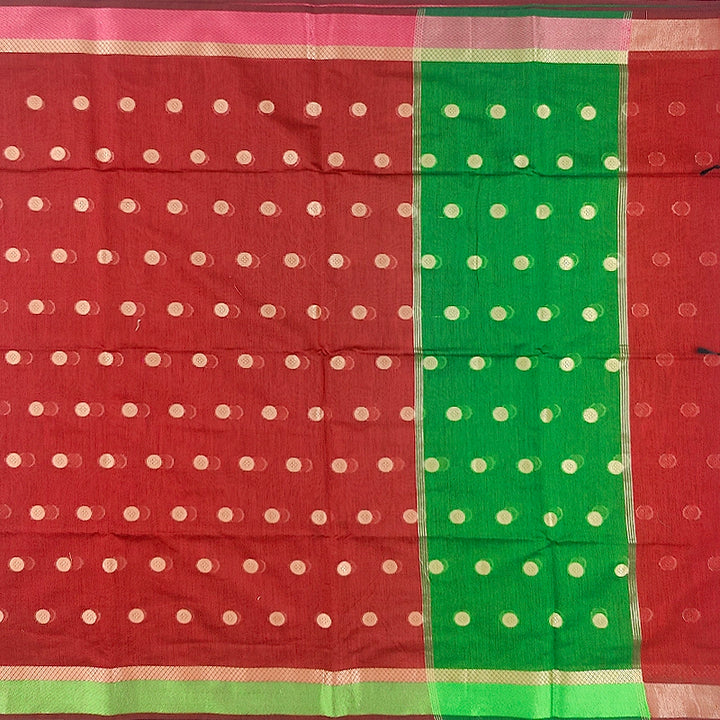 Hayagrivas Red Fancy Cotton Saree SSCBF121H4-12