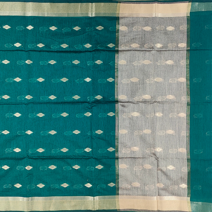 Hayagrivas Peacock Teal Fancy Cotton Saree SSCBF121H4-25