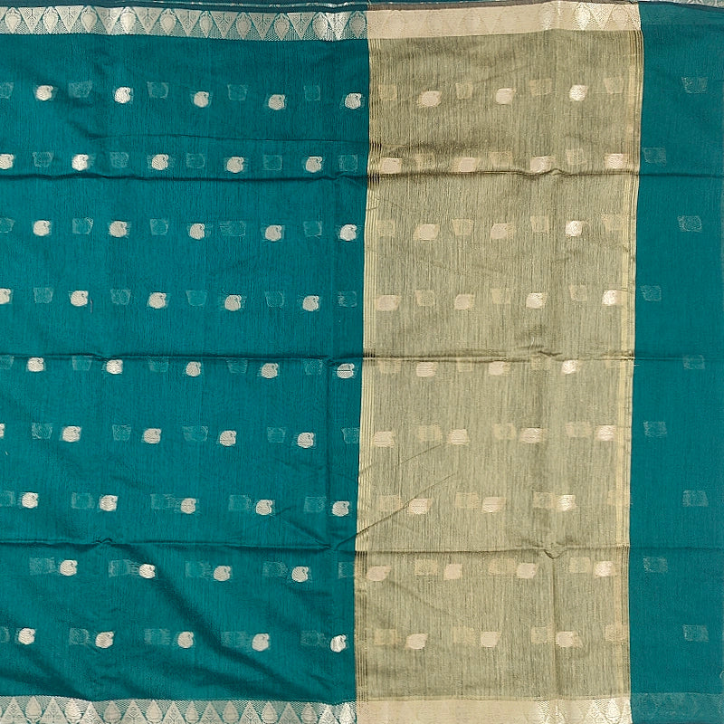 Hayagrivas Teal Blue Fancy Cotton Saree SSCBF121H4-29