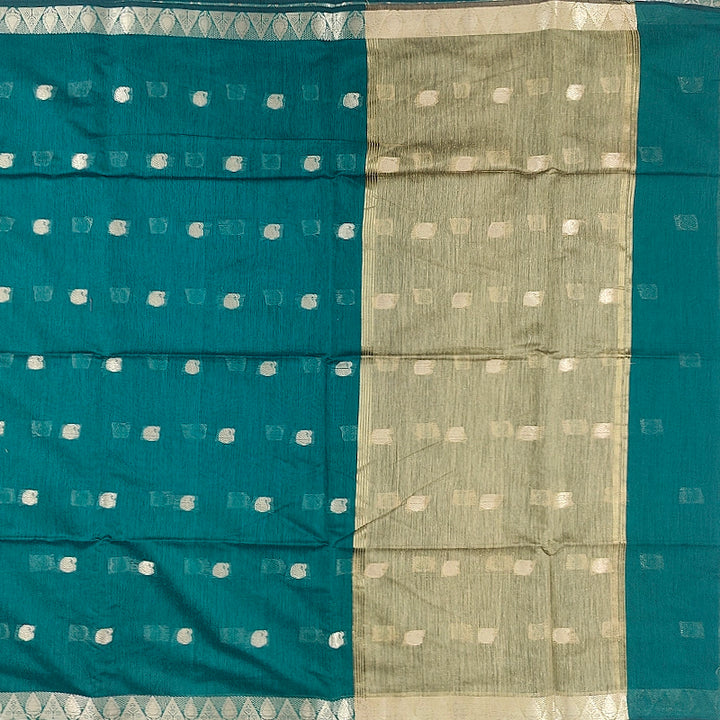 Hayagrivas Teal Blue Fancy Cotton Saree SSCBF121H4-29