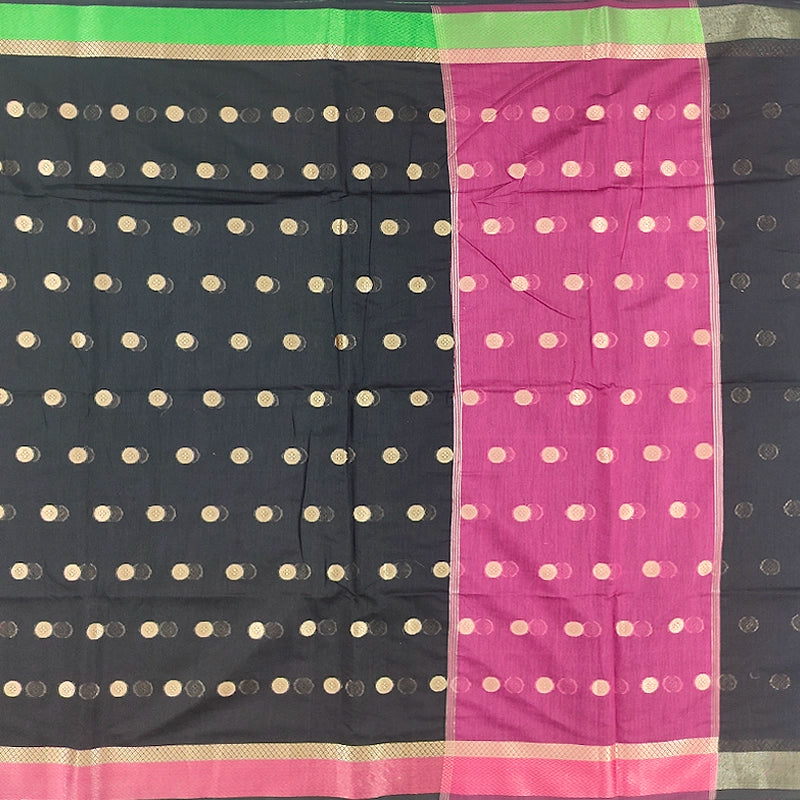 Hayagrivas Black Fancy Cotton Saree SSCBF121H4-8