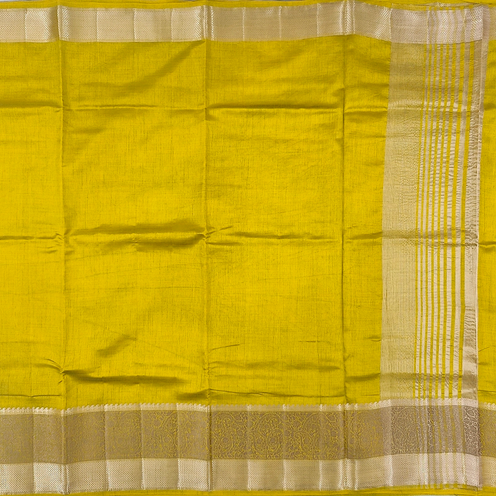 Hayagrivas Lime Yellow Fancy Cotton Saree SSCBF121H5-1