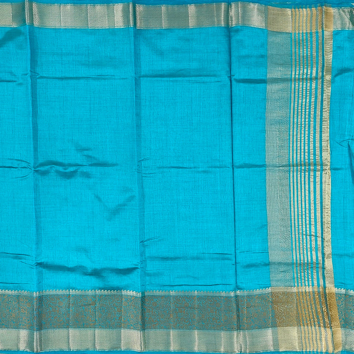 Hayagrivas Turquoise Blue Fancy Cotton Saree SSCBF121H5-4
