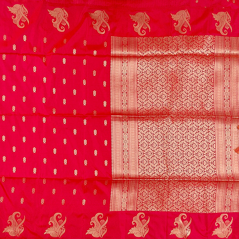 Hayagrivas Bright Red Fancy Cotton Saree SSCBF121H6-1