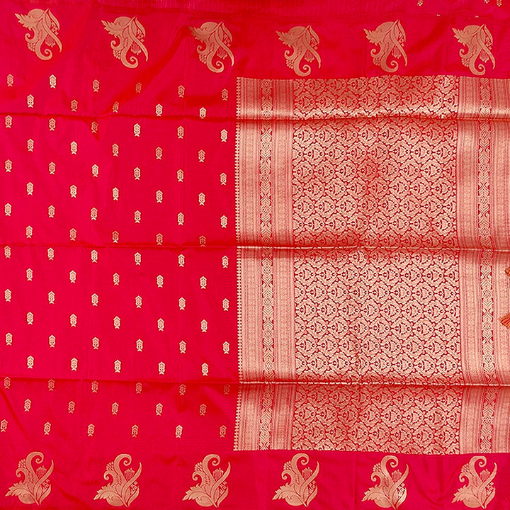 Hayagrivas Bright Red Fancy Cotton Saree SSCBF121H6-1