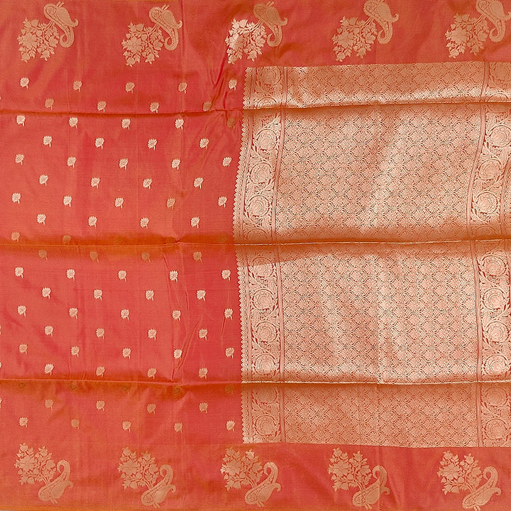 Hayagrivas Orange Fancy Cotton Saree SSCBF121H6-14