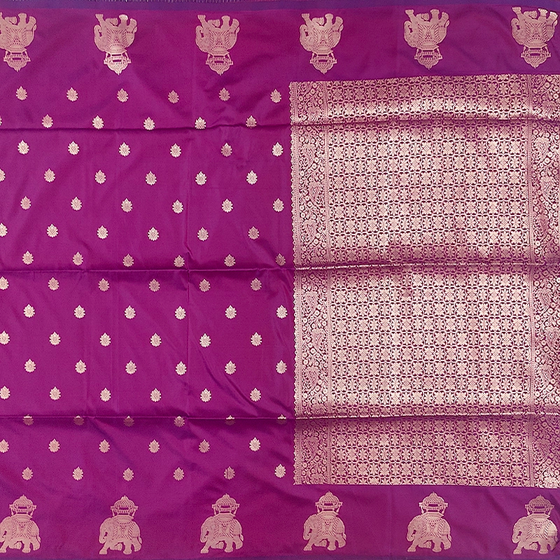 Hayagrivas Magenta-Purple Fancy Cotton Saree SSCBF121H6-4
