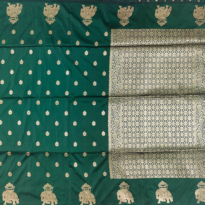 Hayagrivas Bottle Green Fancy Cotton Saree SSCBF121H6-6