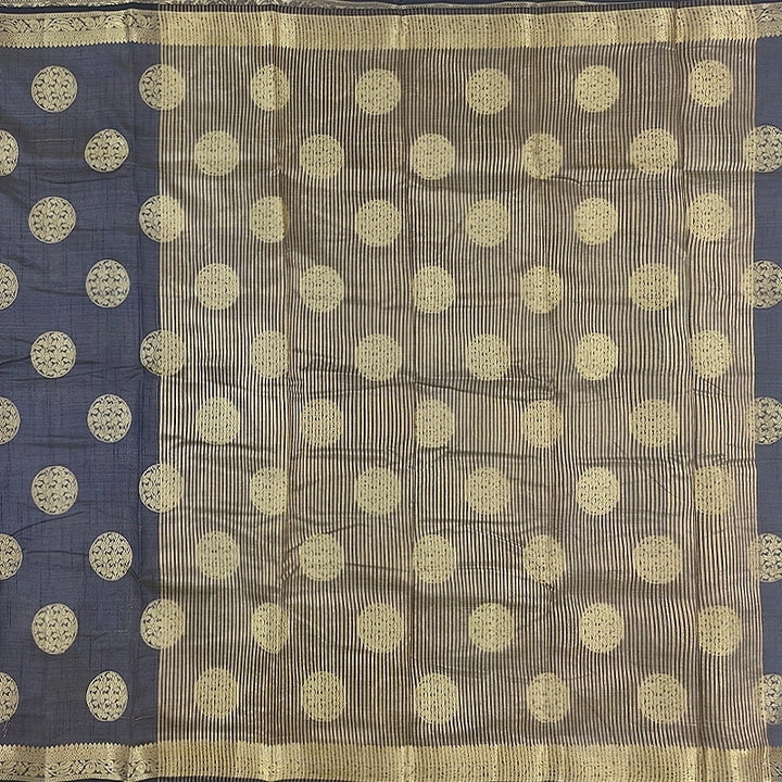 Hayagrivas Greyish Blue Fancy Cotton Saree SSCBF121H7-2