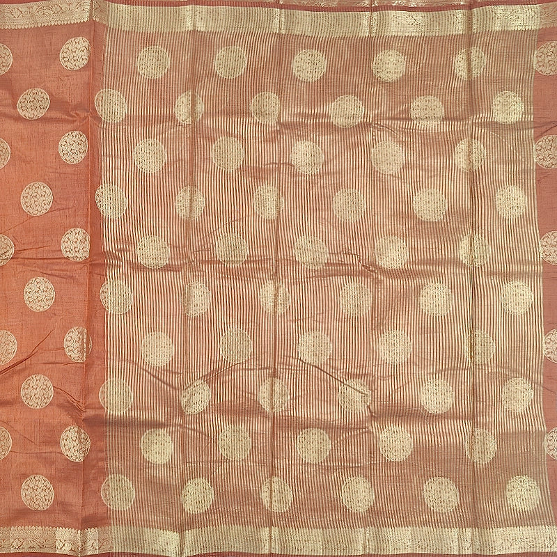 Hayagrivas Rust Orange Fancy Cotton Saree SSCBF121H7-4