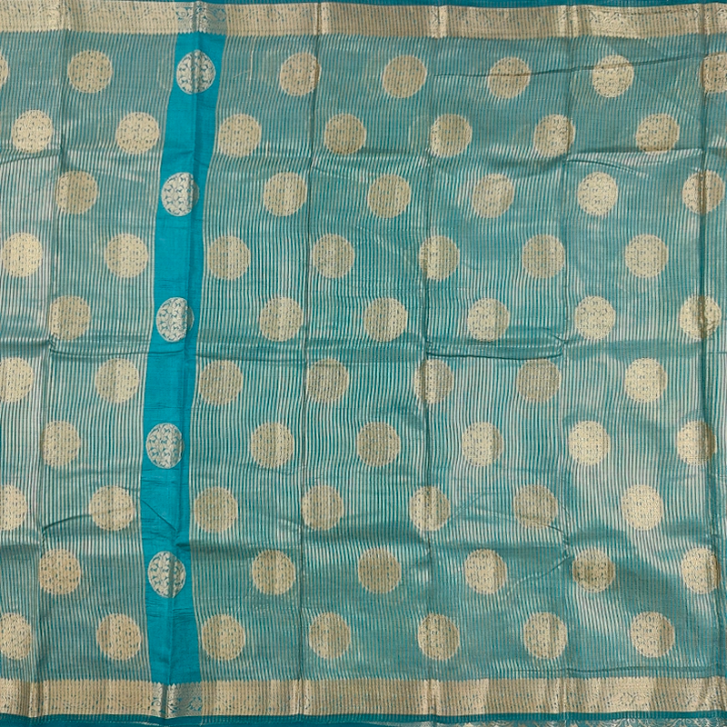 Hayagrivas Teal-Turquoise Fancy Cotton Saree SSCBF121H7-8