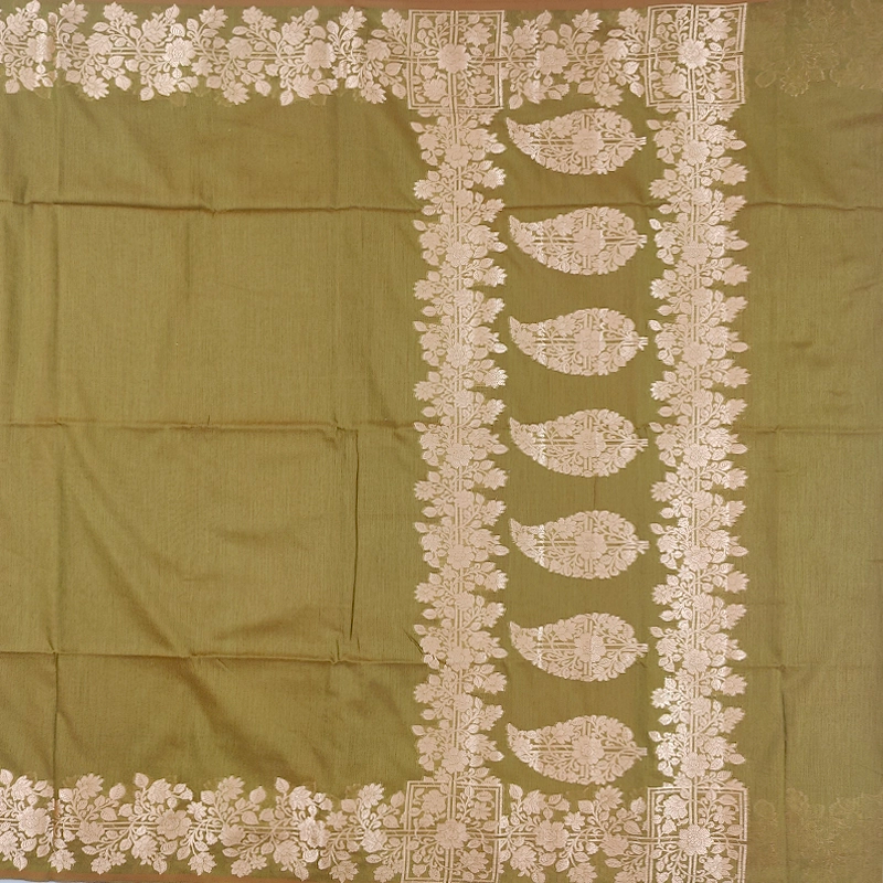 Hayagrivas Olive Green Fancy Cotton Saree SSCBF121H8-1
