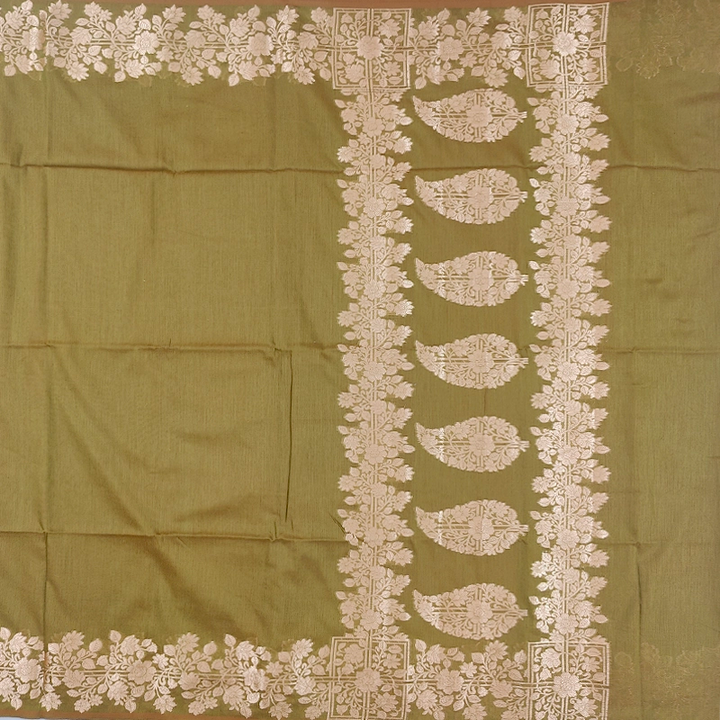 Hayagrivas Olive Green Fancy Cotton Saree SSCBF121H8-1