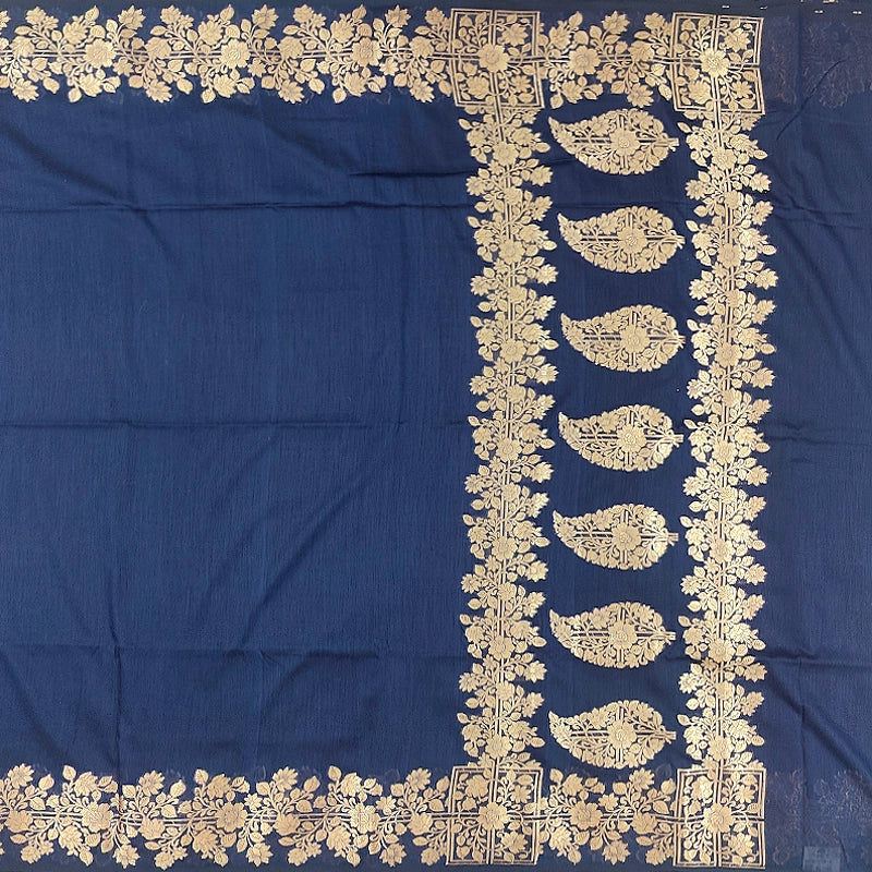 Hayagrivas Navy Blue Fancy Cotton Saree SSCBF121H8-4