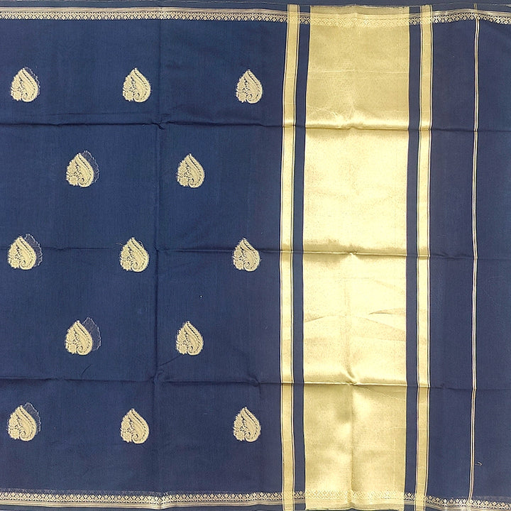 Hayagrivas Navy Blue Fancy Cotton Saree SSCBF121H9-4