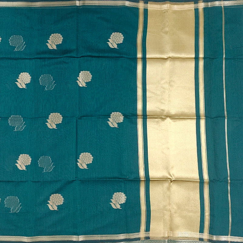 Hayagrivas Teal-Green Fancy Cotton Saree SSCBF121H9-6