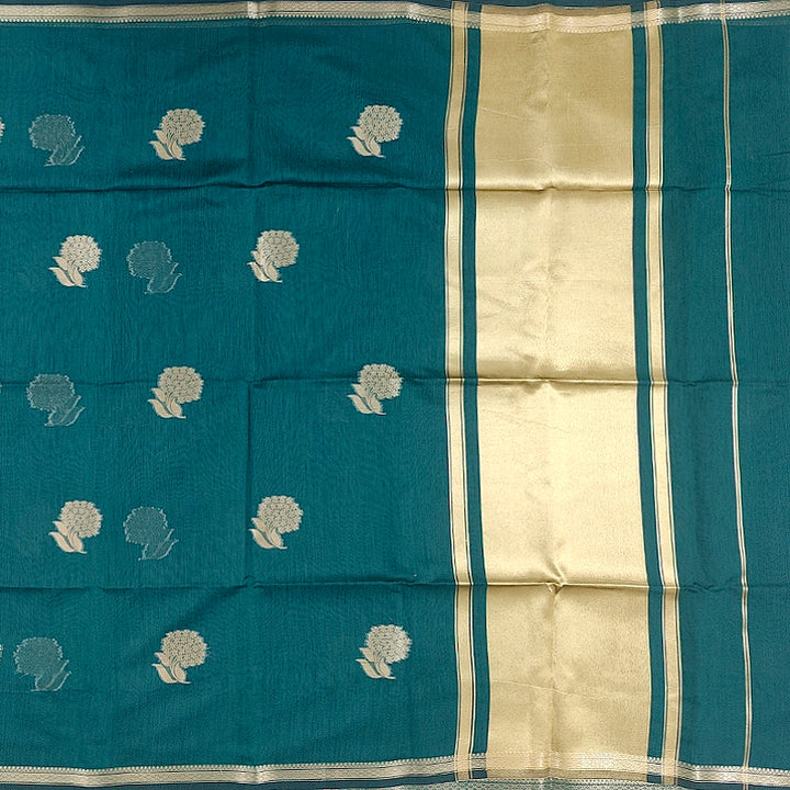 Hayagrivas Teal-Green Fancy Cotton Saree SSCBF121H9-6