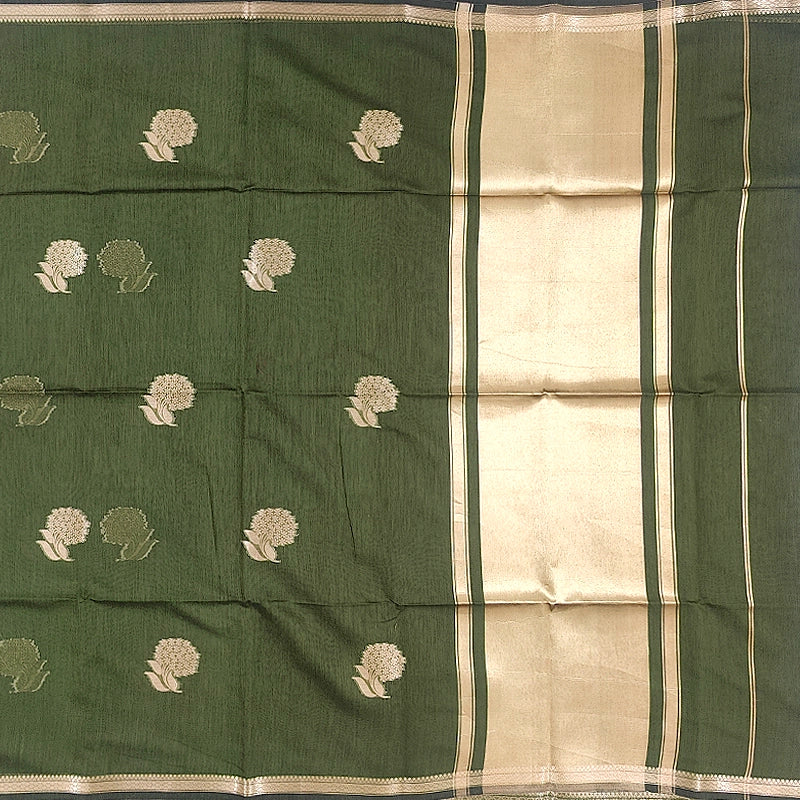 Hayagrivas Olive Green Fancy Cotton Saree SSCBF121H9-7