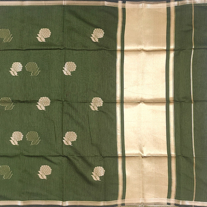 Hayagrivas Olive Green Fancy Cotton Saree SSCBF121H9-7
