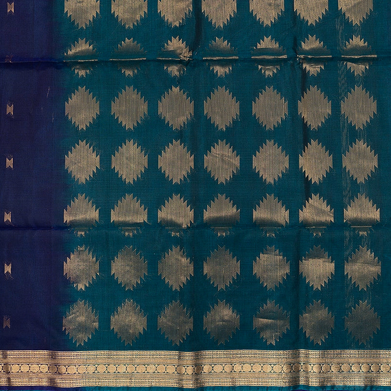 Hayagrivas Midnight Blue Kora Silk Cotton Saree SSCBF156H5-11