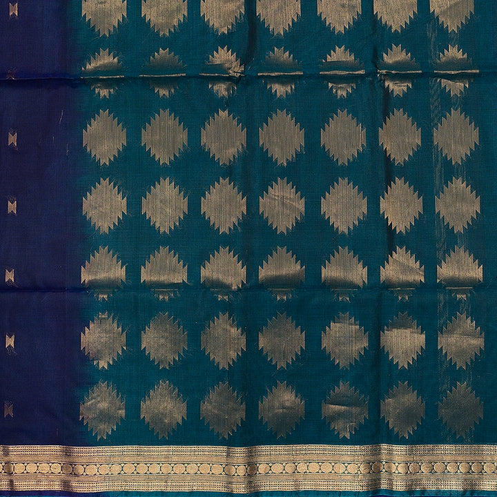 Hayagrivas Midnight Blue Kora Silk Cotton Saree SSCBF156H5-11