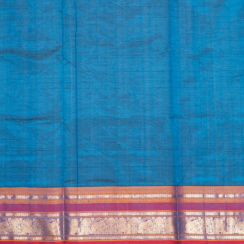 Hayagrivas Peacock Blue Kanchi Silk Cotton Saree SSCBF179I12-2