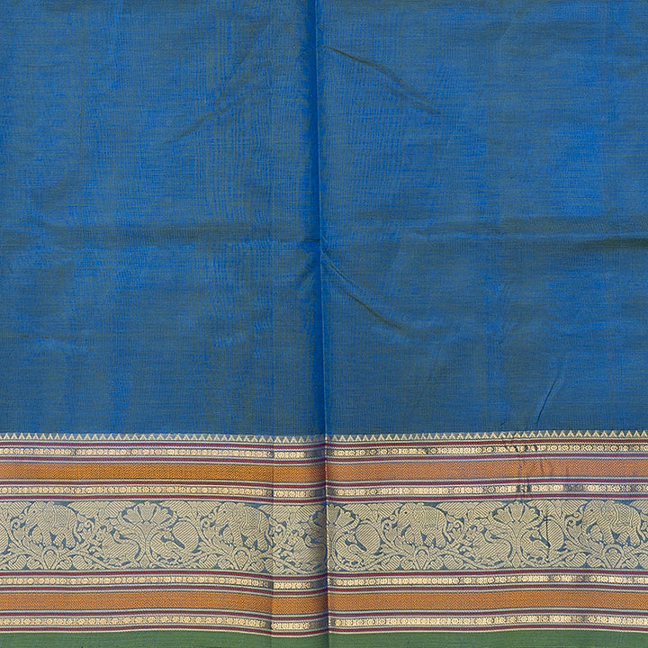 Hayagrivas Peacock Blue Kanchi Silk Cotton Saree SSCBF179I8-7