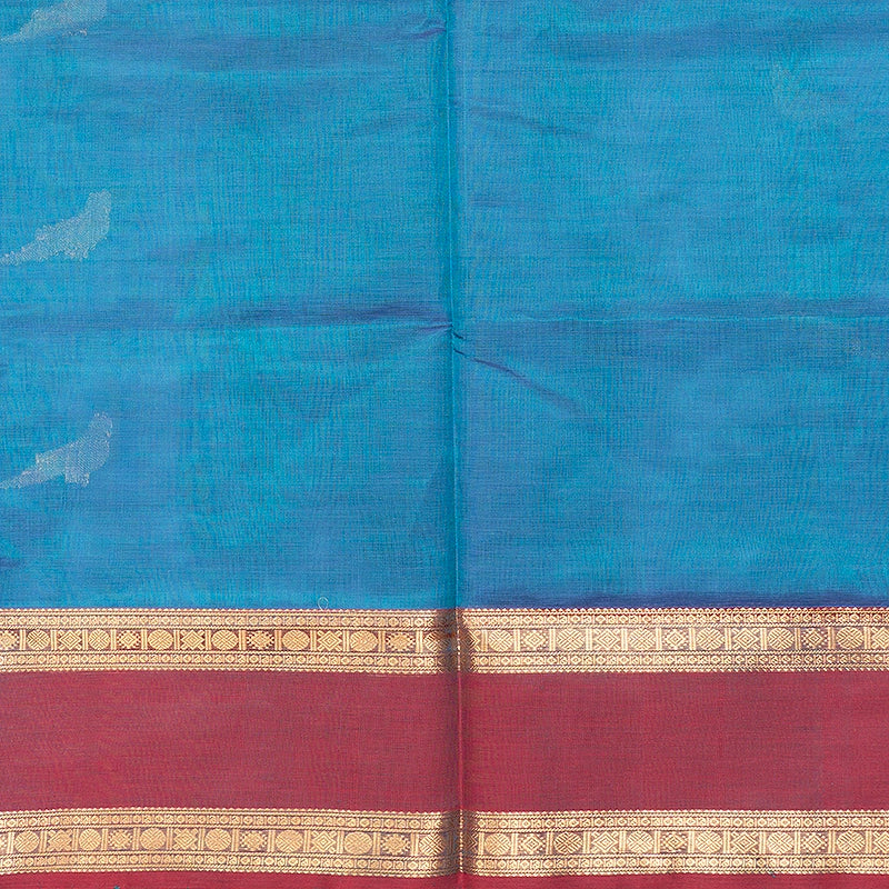 Hayagrivas Peacock Blue Kanchi Silk Cotton Saree SSCBF179I9-32