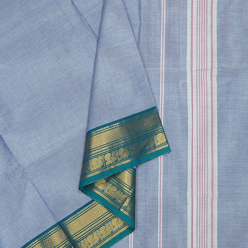 Hayagrivas Powder Blue Handloom Chettinad Cotton Saree SSCBF209J1-61