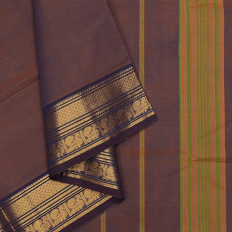 Hayagrivas Purplish Brown Handloom Chettinad Cotton Saree SSCBF209J1-88