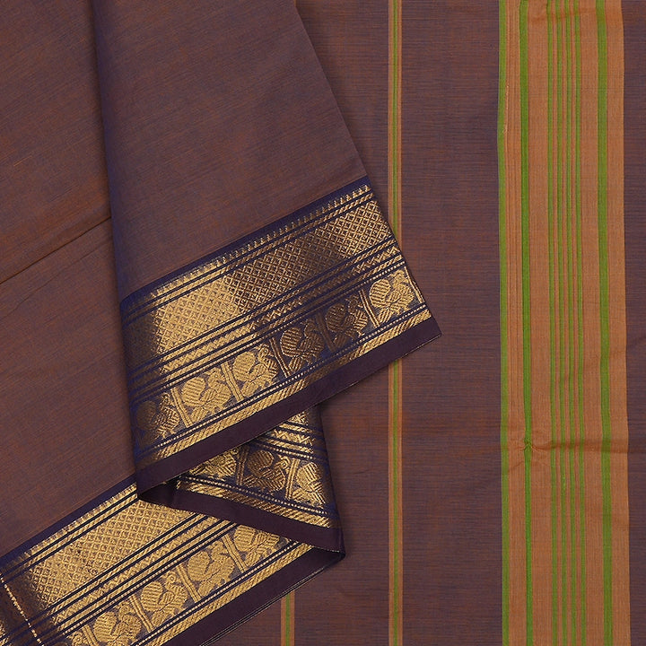 Hayagrivas Purplish Brown Handloom Chettinad Cotton Saree SSCBF209J1-88