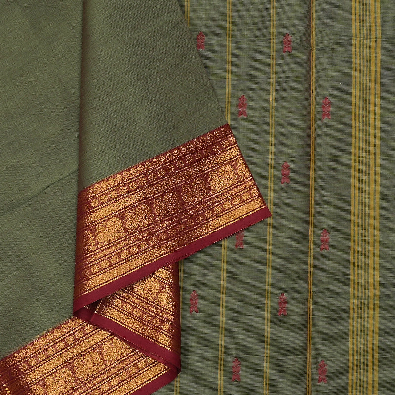 Hayagrivas Cement Green Handloom Chettinad Cotton Saree SSCBF210J1-151