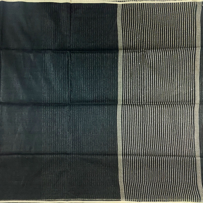Hayagrivas Black Handloom Linen Saree SSCBF69E11-2
