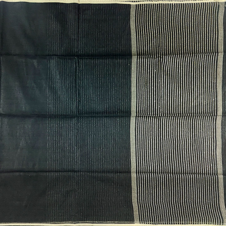 Hayagrivas Black Handloom Linen Saree SSCBF69E11-2