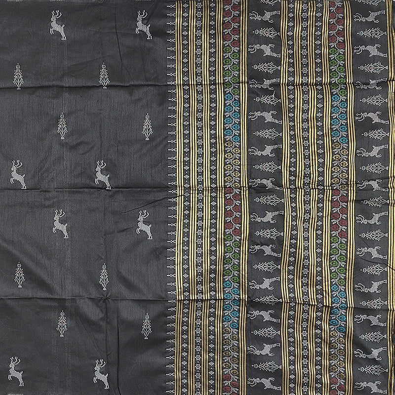 Hayagrivas Black Fancy Cotton Saree SSCBF84F13-1