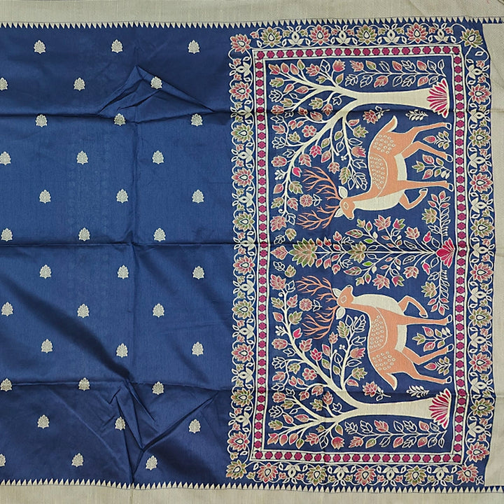 Hayagrivas Navy Blue Fancy Cotton Saree SSCBF84F14-3