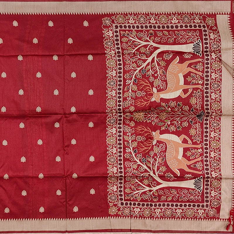 Hayagrivas Red Fancy Cotton Saree SSCBF84F14-4