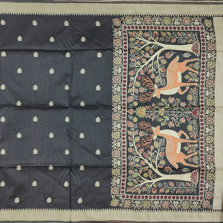 Hayagrivas Black Fancy Cotton Saree SSCBF84F14-5