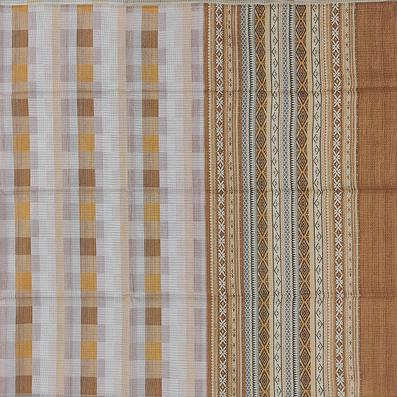 Hayagrivas Beige Fancy Cotton Saree SSCBF92F14-1