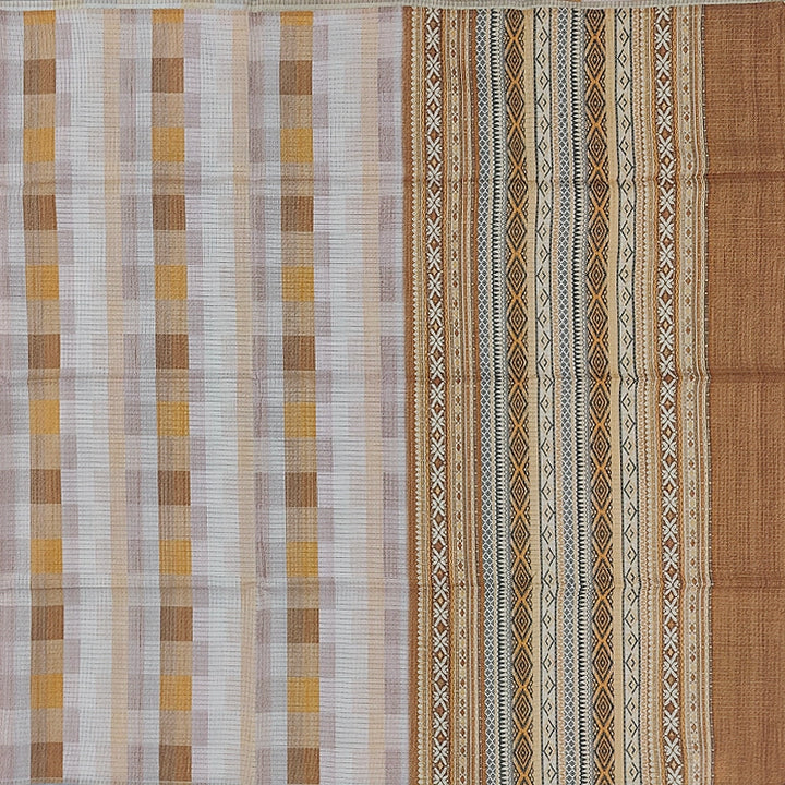 Hayagrivas Beige Fancy Cotton Saree SSCBF92F14-1
