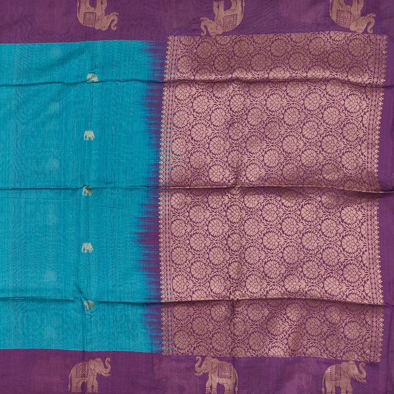 Hayagrivas Blue Fancy Cotton Saree SSCBF92F3-2