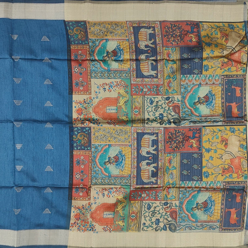 Hayagrivas Peacock Blue Fancy Cotton Saree SSCBF92F6-7