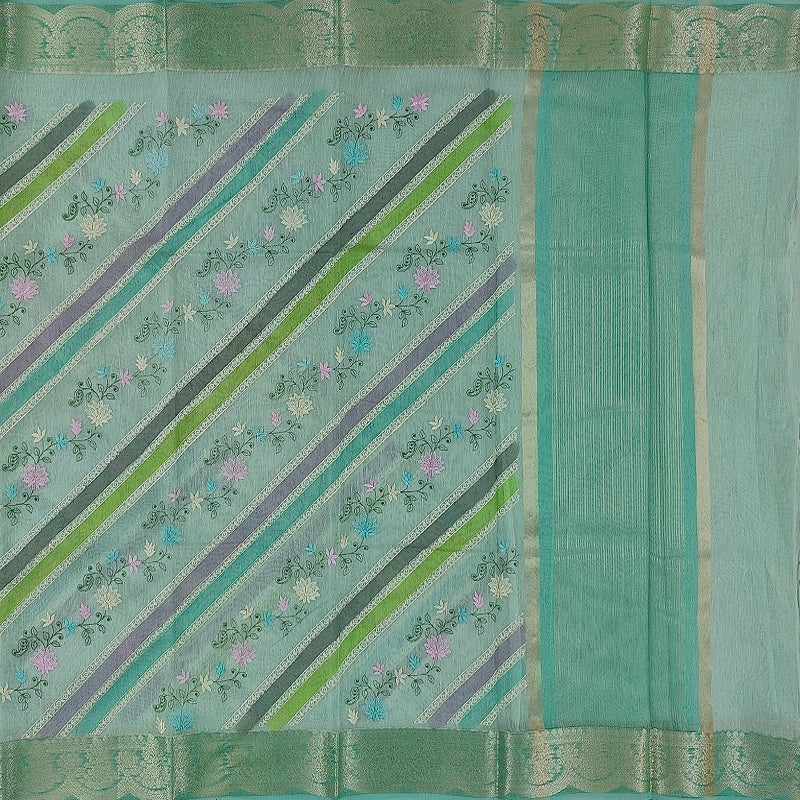 Hayagrivas Sea Green Fancy Cotton Saree SSCBF99F5-2
