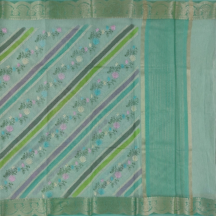 Hayagrivas Sea Green Fancy Cotton Saree SSCBF99F5-2