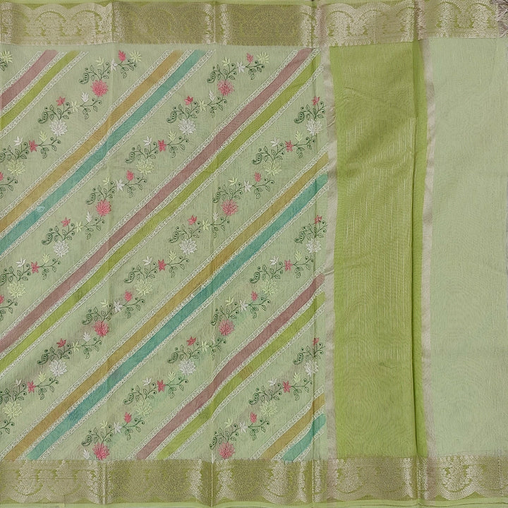 Hayagrivas Light Lime-Green Fancy Cotton Saree SSCBF99F5-3